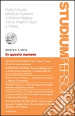 Studium personae. Rivista culturale dell'Istituto superiore di scienze religiose Mons. A. Pecci di Matera (2014) (1) libro